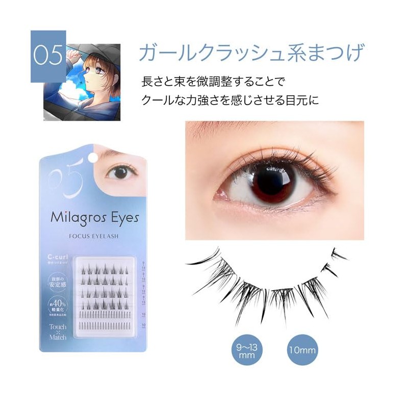 MilagrosEyes Miragross Eyes False Eyelashes, For Parts, Lightweight, Lightweight (No7)
