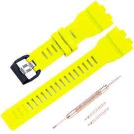 Rihahisy Soft Silicone Replacement Strap for Casio GBD-800/GMA-B800 Men's Strap Watch Accessories (Yellow)