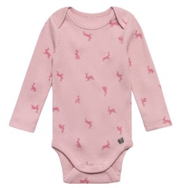 Modern Moments by Gerber Baby Unisex Long Sleeve Bodysuit and Pant Set, Pink Bunnies, Newborn