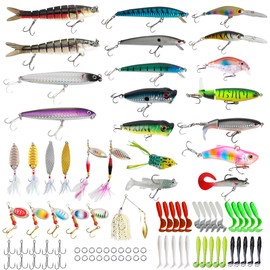selake Fishing Lures Kit for Saltwater Freshwater Bass Trout Salmon - Popper,Crank,Minnow,Buzz Bait,Spinner Baits,VIB Lures,Soft Bait,Topwater Lures (Item-B)