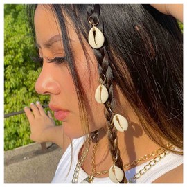 Iaceble Vintage Dreadlock Hair Rings Clips Shell Braid Hair Hoops Hair Decoration Sea Shell Dangle Hair Braid Rings Hip Hop Hair Rings Accessories for Women and Girl Headdress 5 Pcs