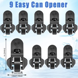 9 Pack Manual Easy Can Opener and Cover, Premium Plastic Soda Beer Can Openers, Portable Tab Opener and Drink Protector Tool for Flight Attendants, Bartenders, Seniors, Arthritis & More (Black)