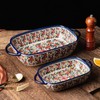 ONECCI Baking Dish Ceramic Baking Pan Blue Casserole Dish Rectangular