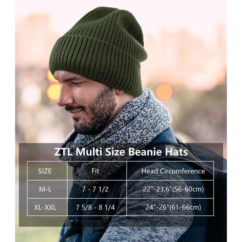 Oversize XL XXL Waterproof Merino Wool Beanie for Men Women