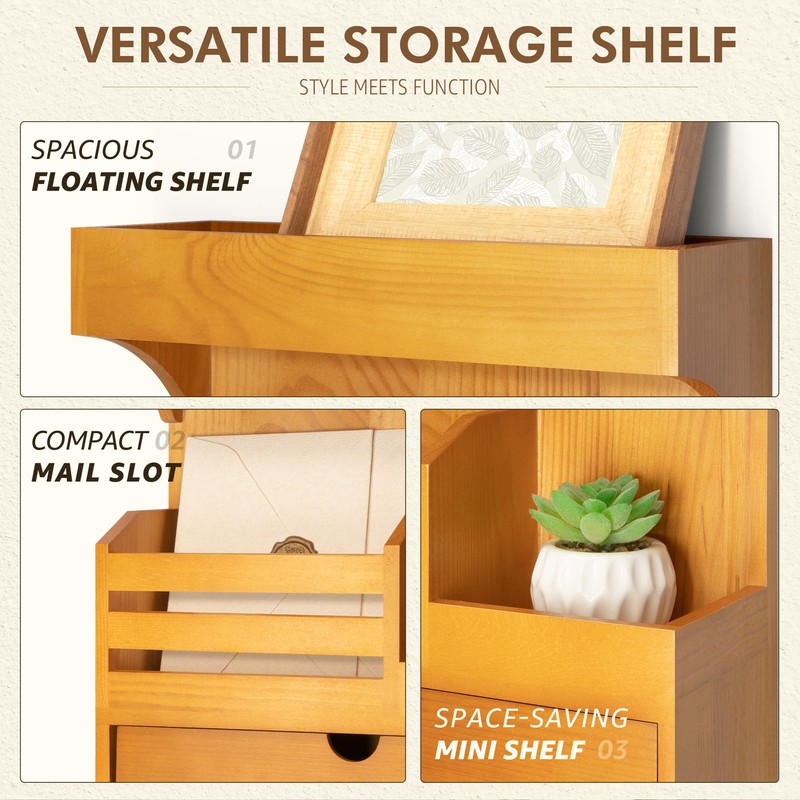 Modern Farmhouse Key Holder Wall Mount with Drawer Organizer –