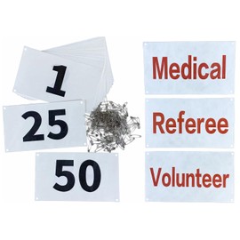 UISKOOPW Tyvek Race Bibs Running Numbers with Safety Pins, Audition Numbers|Tryout Numbers 1-500 for Marathon Runners Events Sports Games (White [4"x7"] 1-50)