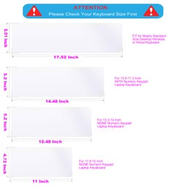 14.48" x 5.2" Universal Keyboard Cover Skin Design for 15.6"-17.3" Laptop Notebook with Numeric Keypad Keyboard, Ultra Thin Silicone Waterproof Keyboard Cover Protector-Clear