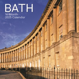 2025 Square Wall Calendar, Bath, 16-Month Scenic Britain Theme with 180 Reminder Stickers (30 x 30 CM)