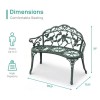 Antique Green Outdoor Cast Aluminum Patio Bench with Curved Legs