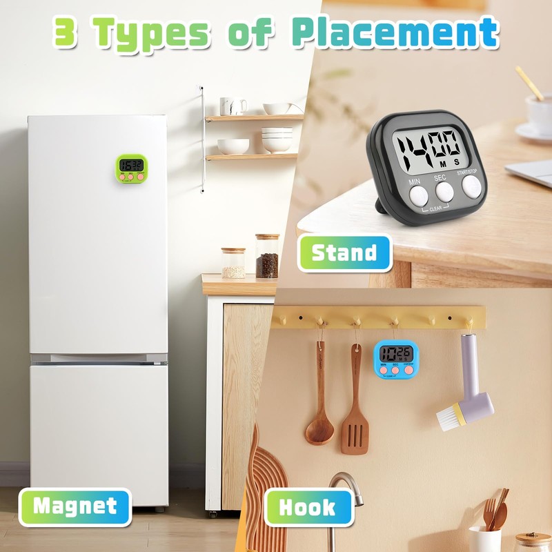 VFANDV Egg Timer Digital Pack of 4 Magnetic Stopwatch Kitchen