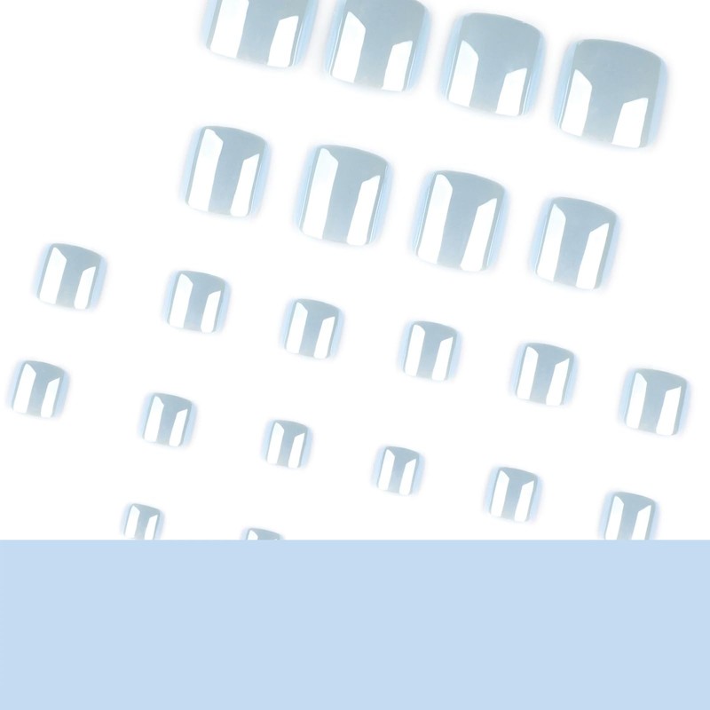 IMRAIN Blue Press on Toenails Short Square Fake Toe Nails