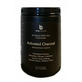 Belle Chemical LARGE - Less-Mess Jar - Coconut Activated Charcoal Powder - Food Grade, Kosher