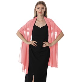 Chiffon Shawls and Wraps for Evening Dresses Women Elegant Soft Scarf Bridal Scarve Wedding Stole(Coral(chiffon), One Size)