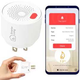 Smarter Living - WiFi Gas Alarm Leak Detector for Natural Gas, Propane, Methane, Butane, LPG, LNG, Flammable Explosive Gases, Reliable Sensor, Phone Notifications, Plug in, Trailer, RV, Home