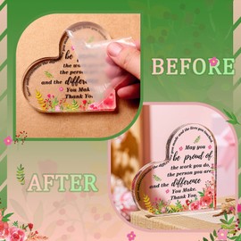 Yinder Thank You Gifts for Women Christmas Appreciation Gifts for Coworker Employee Nurse Teacher Farewell Acrylic Plaque Decor Leaving Inspirational Quotes for Home Office Desk(Heart)