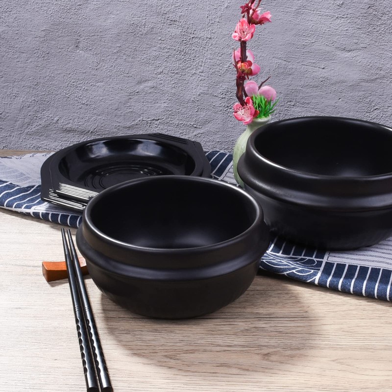Swlthwen Korean Stone Bowl with Tray, Premium Ceramic Hot Pot