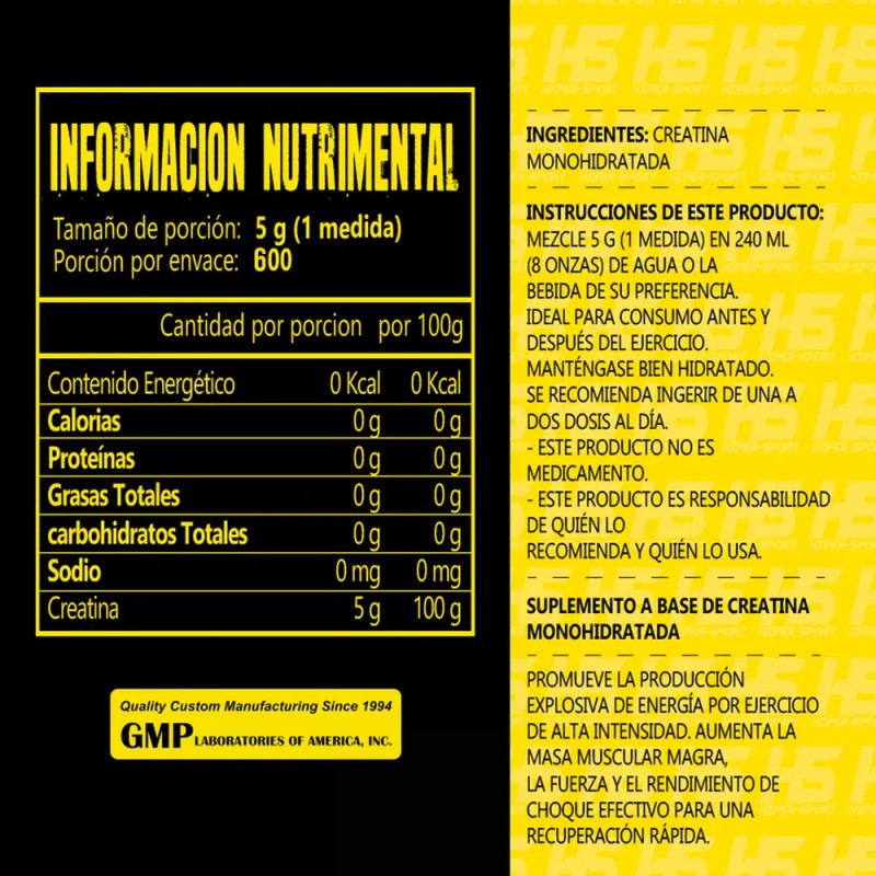 Creatina Monohidratada Hiper Sport 3kg Polvo Sabor Mango