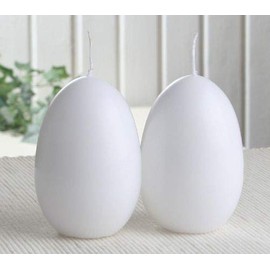 CandleCorner Egg Candles, Set of 2, Medium, Size 2, Approx. 9 x 6 cm, white