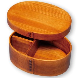 Nagao Magewappa FH01 Lunch Box, Oval Shape, 1 Tier, Lacquer, With Dividers