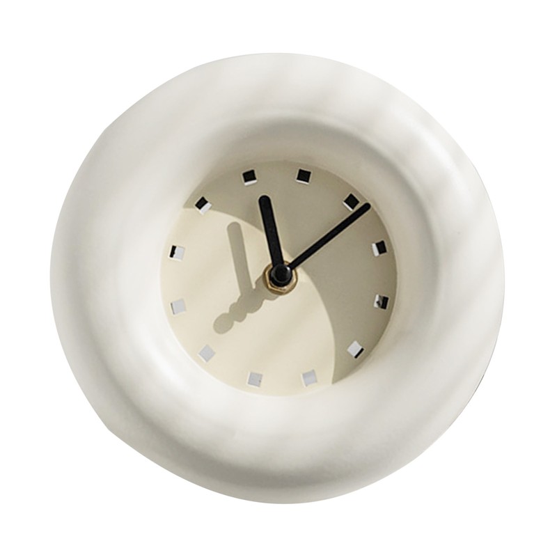 Desk Clock Iron Round Modern Decorative Silent Battery Operated Table