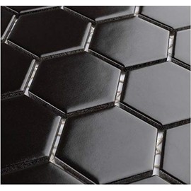2x2 Hexagon 2 inch Matte Porcelain Mosaic Floor Wall Tile Backsplash for Bathroom, Kitchen, Accent Decor, Fireplace (10 Sheets/case) (Black)