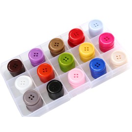 GANSSIA 7/8 Inch (22.5mm) 15 Colors Assorted Buttons Sewing Button Mix Colors DIY Crafts Scrapbooking Pack of 105 with Box (Each Color 7 Pcs)