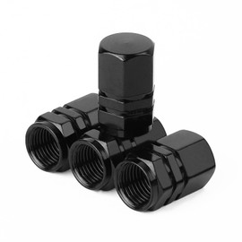 LIANHATA Tire Air Valve Caps Set of 4 Tire Wheel Air Valve Cap Cover Car Auto Bike Motorcycle Dress Up Parts Waterproof Anti-Corrosion (Black)