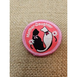 Mother Daughter Cat Fun Patch Scouts 2" Round Pink Iron On