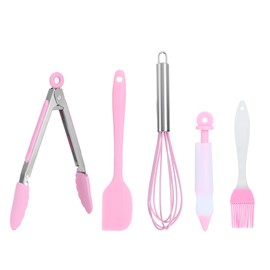 5Pcs/Set Silicone Kitchen Cooking Tool Scraper Eggs Beater Decorating Pen Oil Brush Food Clip