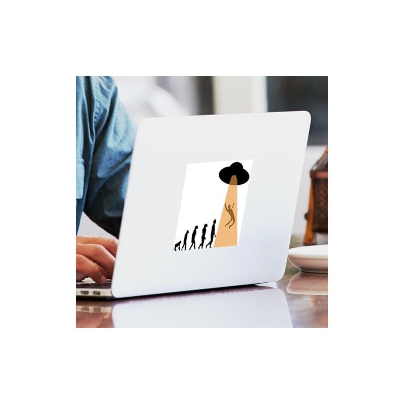 CafePress Alien UFO Abduction Evolution Sticker Square Bumper Sticker Car