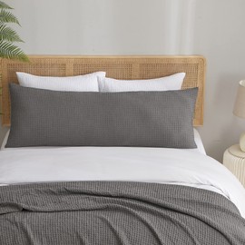 PHF Ultra Soft Waffle Weave Body Pillowcase 20" x 54", No Insert, Breathable & Skin-Friendly Body Pillow Sham with Zipper, Decorative Waffle Weave Body Pillow Cover, Grey