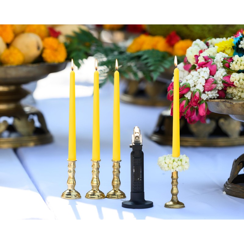 10 Inch Yellow Taper Candles for Summer Parties, 10 Packs