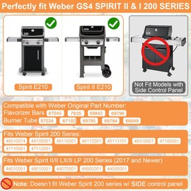 Grill Parts for Weber Spirit 2 Parts, Replacement for Weber GS4 Spirit II/I E210 S210 E220 S220,GS4 Parts for Webber Spirit 2 Burner Tube 67024 69785, 7635 Flavorizer Bars & Crossover Tube 69899 67278