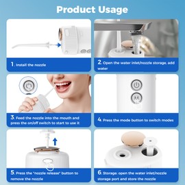 LINKEVAP Portable Water Flosser for Teeth Cleaner Pick, Battery Powered Oral Irrigator for Teeth Cleaning,Daily Dental Care for Home and Travel,180 ML Telescopic Water Tank (Pearl White)