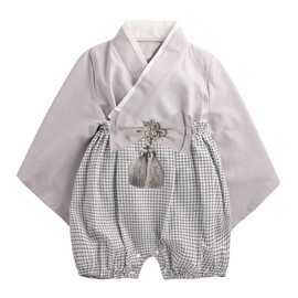 SLINX HF023 Baby Clothes, Hakama, Romper, Kimono, Kimono, Girls, Boys, Kids' Clothes, Formal, Baby, Shrine Visits, Centennial Holidays, Kimono, Romper, Coverall, Baby Shower, Baby Hakama, gray