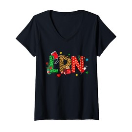 Womens Nurse Life - Merry Christmas, xmas Scrub top, Holiday LPN V-Neck T-Shirt