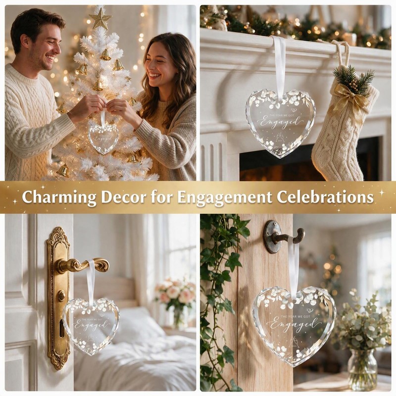 Engagement Gifts for Couples 2026, Heart Crystal Glass Ornament