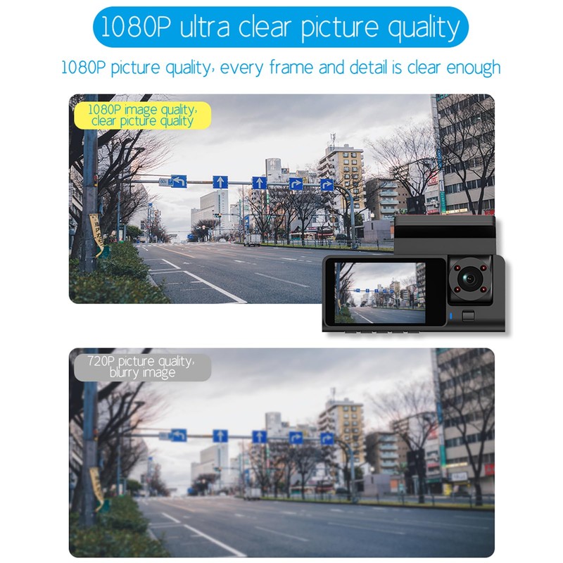 Mulcort Dash Cam Front and Rear Inside, 1080P + 480P