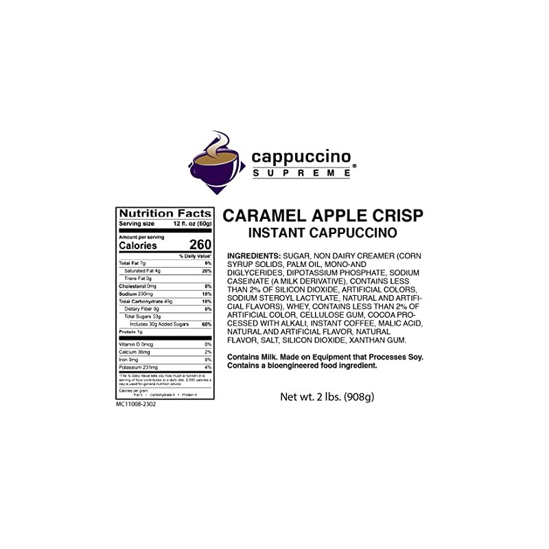 Cappuccino Supreme 2 lb bag Caramel Apple Crisp Instant Cappuccino