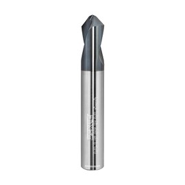 WEXWE Tools Chamfer End Mill,Drill Tip with Cutting Edge for Carving, Drilling and Chamfering Suit for Alloy Steel, Hardened Steel, 90 Degree 2 Flute(3/8-2.5"-2CPS)