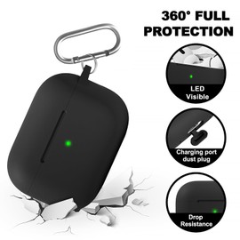 MOLOPPO for AirPods Pro 2 Case Cover, Compatible with AirPods Pro 2nd/1st Generation Case Cover Accessories with Keychain,Black