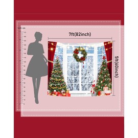 Mocsicka Christmas Window Backdrop for Photography Winter Snow Scene Xmas Christmas Party Decorations Merry Christmas for Photography Photo Booth Props (White, 7x5ft(82"x60"))