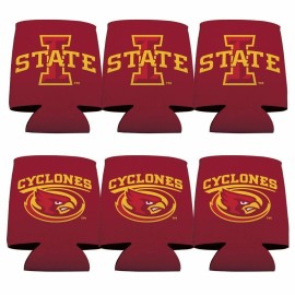 Iowa State Can Cooler Set of 6 - Red Design 1 FREE SHIPPING