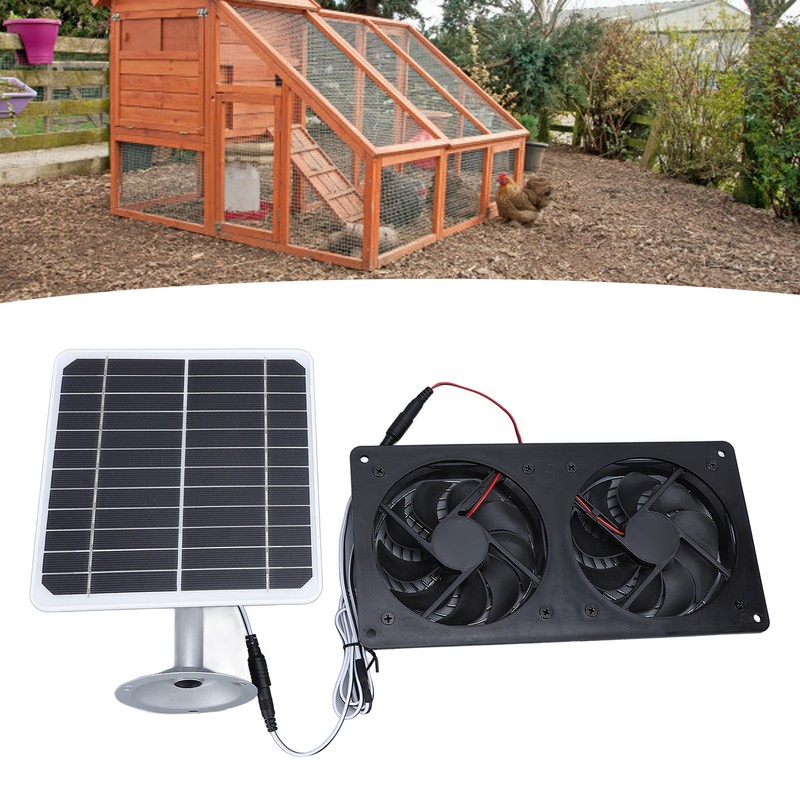 20W Solar Panel Solar Powered Dual Exhaust Fan Kit for