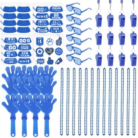 Gameza School Spirit Items Bulk, 84PCS Team Spirit Week Hand Clappers Whistles Shutter Glasses and Eye Black Sticker, Blue Party Accessories Favors Sports Events Cheering Essentials