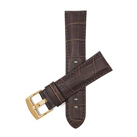Bandini 18mm Mens Italian Leather Watch Band Strap - Brown - Alligator Pattern - Gold Buckle