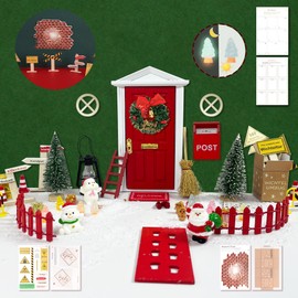 48-Piece Gnome Door Accessories Christmas Set, Gnome Door Accessory Set, Christmas Gnome, DIY Decoration for Christmas, Includes Gnome Door, Moving Boxes, Construction Site, Signs and Other