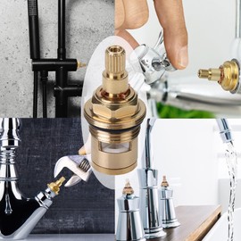 XFLYP Tap Valve Top 1/2 Inch, Tap Cartridge Replacement Valves, Ceramic Top Fittings, Tap Valves for Bathroom, Kitchen (2 Pairs Hot & Cold)