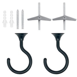 diplambr Swag Hook Heavy Duty Ceiling Hook with Hardware for Ceiling Installation Cavity Wall Fixing Hanging Plants Chandeliers Wind Chimes etc. Indoor&Outdoor (2, Black)