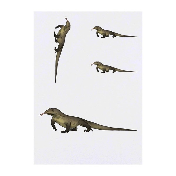 4 x 'Komodo Dragon' Temporary Tattoos - Water Resistant, Skin-Safe,